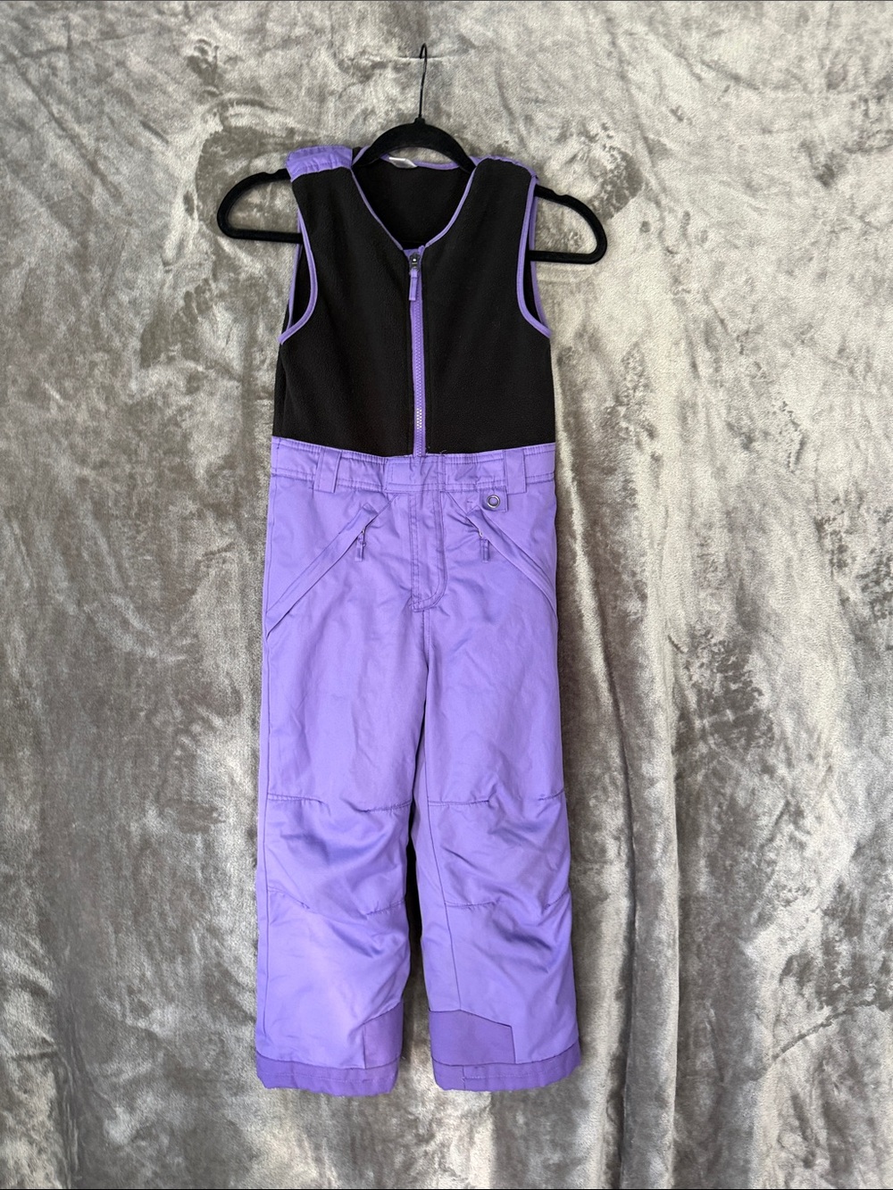 Girls' Purple Colorblock Snow Bib Jumpsuit
